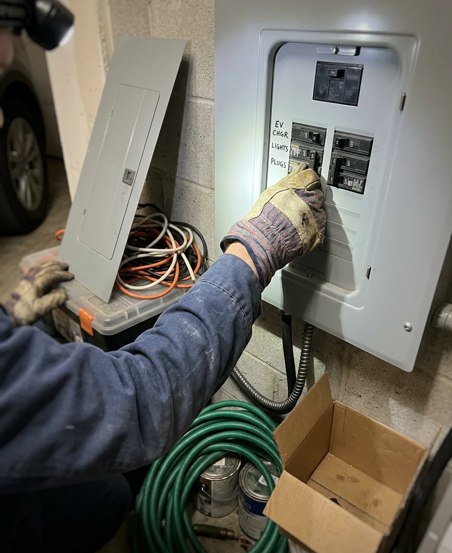 Switching off a double pole breaker during an emergency EV charger call