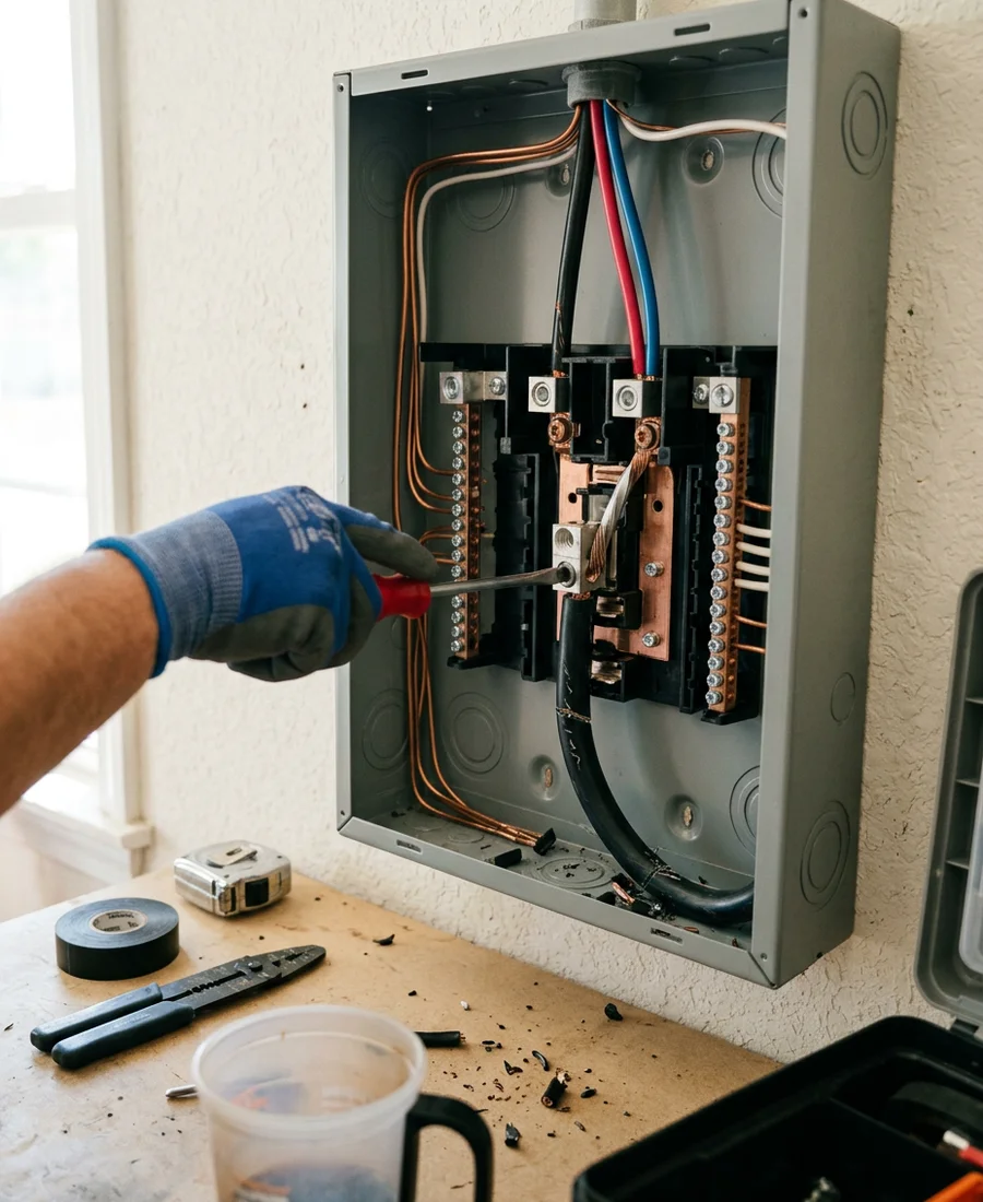 Feeder conductors landed in a subpanel with separated neutral and ground bars