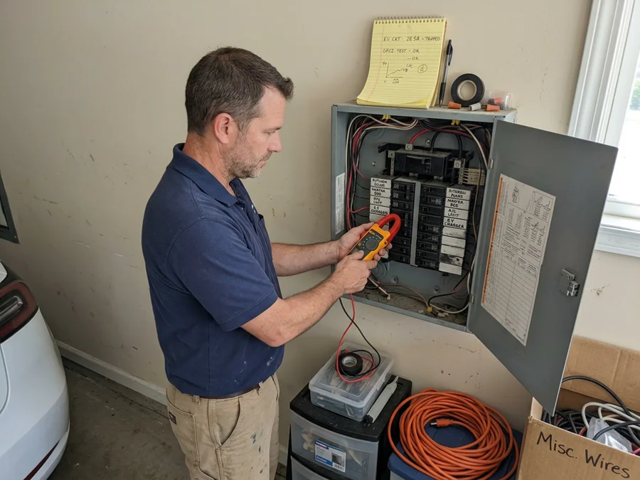 Testing a GFCI breaker with a clamp meter to trace nuisance tripping