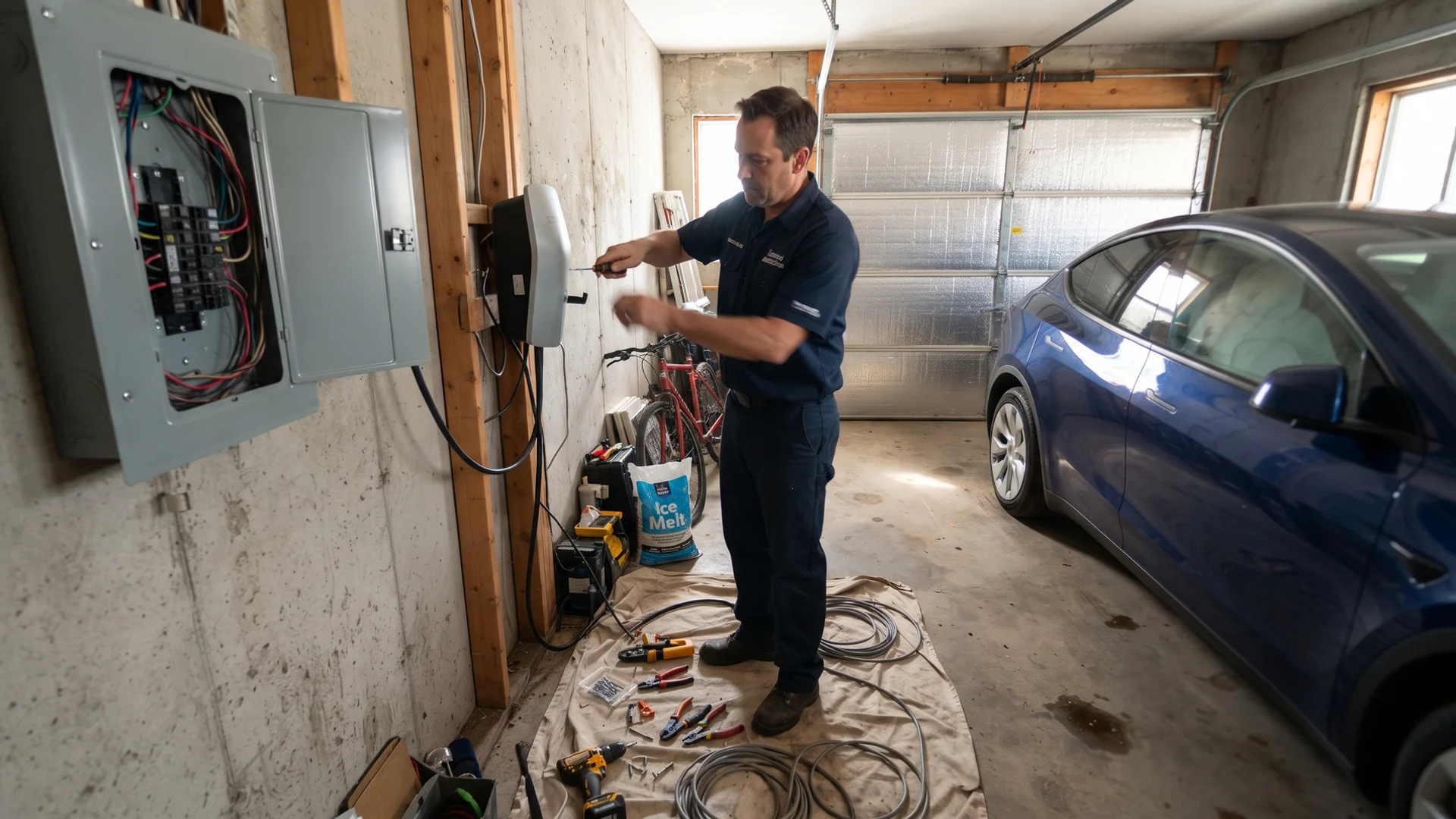 ESA-licensed electrician installing a Level 2 EV charger in a Toronto garage