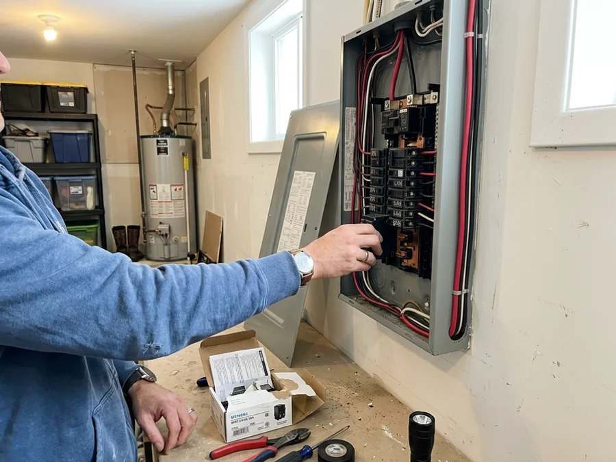 GFCI double pole breaker installed for a dedicated 240V EV circuit