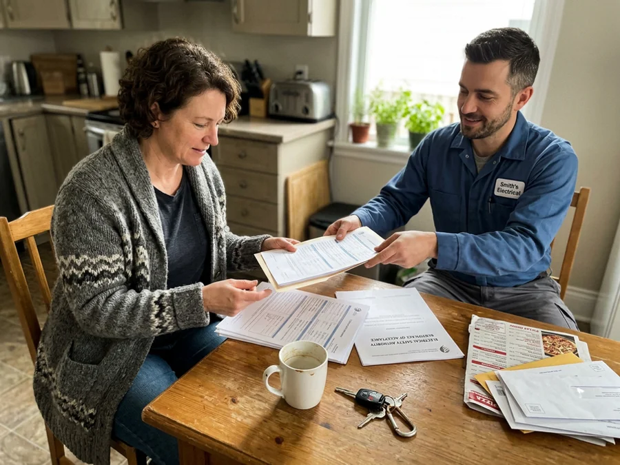 Homeowner receiving the ESA Certificate of Acceptance after a panel upgrade