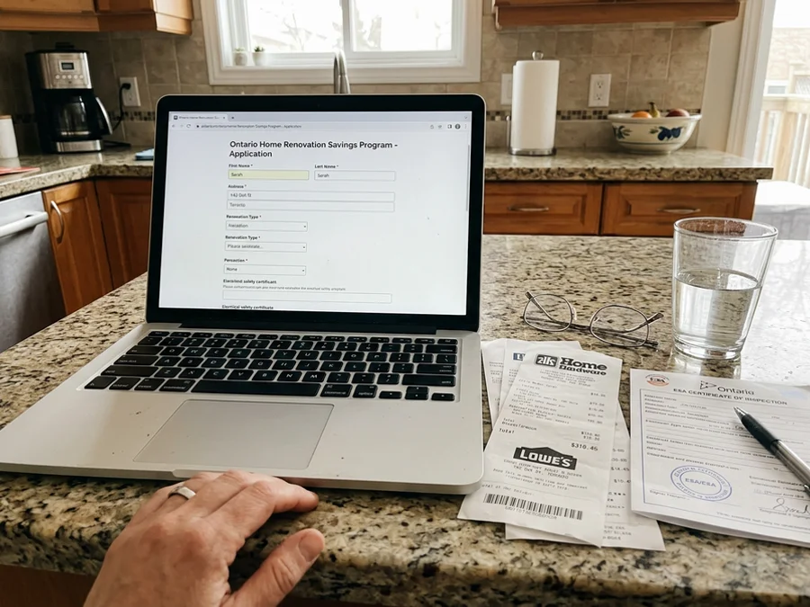Home Renovation Savings rebate application being completed