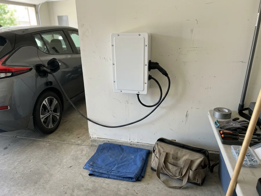 Repaired and re-energized EV charger circuit with the vehicle charging again