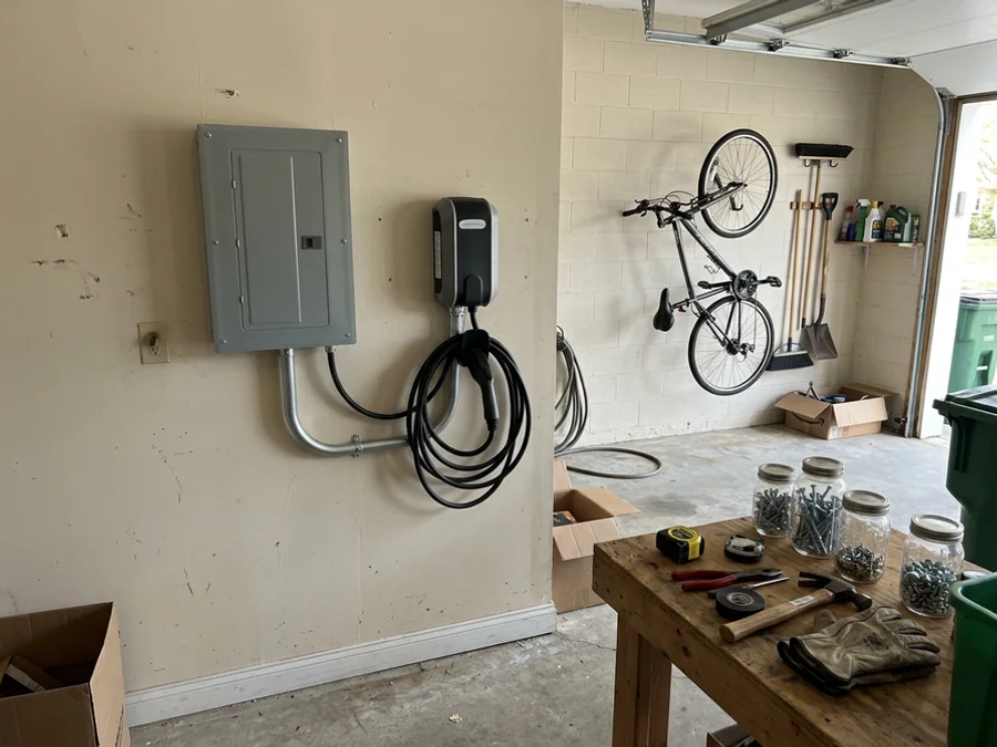 Subpanel installed in a detached garage fed by a buried conduit run