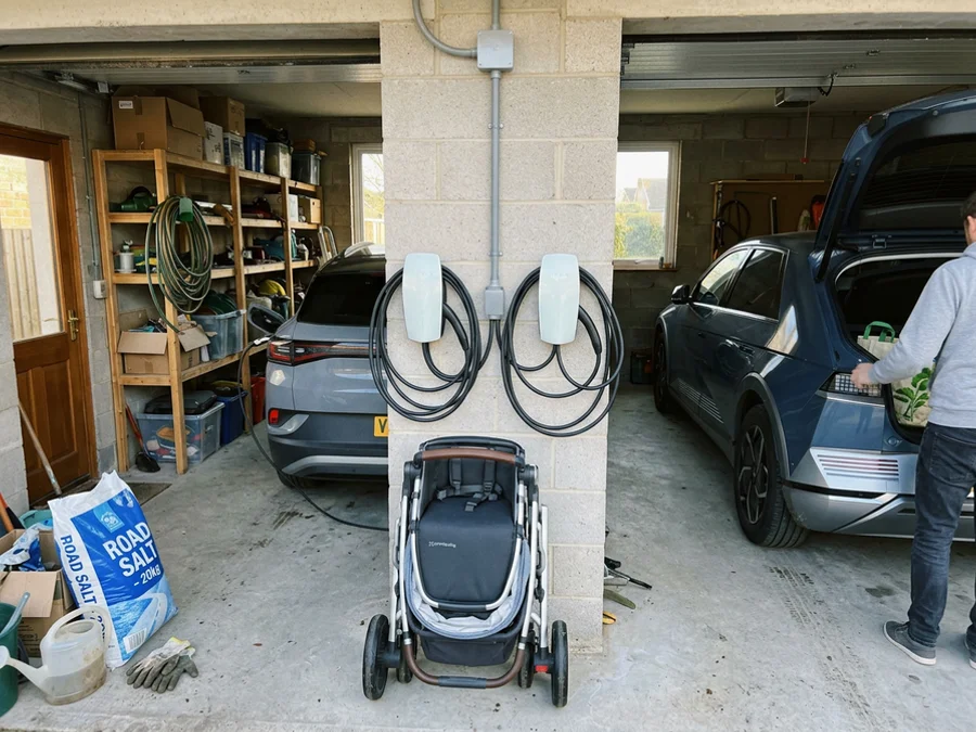 Two Tesla Wall Connectors sharing one circuit in a triple garage